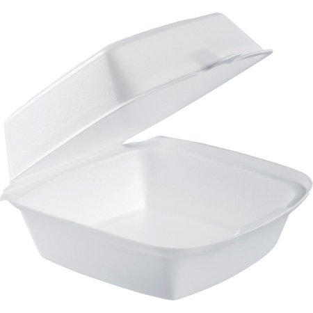 Solo Foam Container, Hinged Lid, 6", 500PK, White DCC60HT1